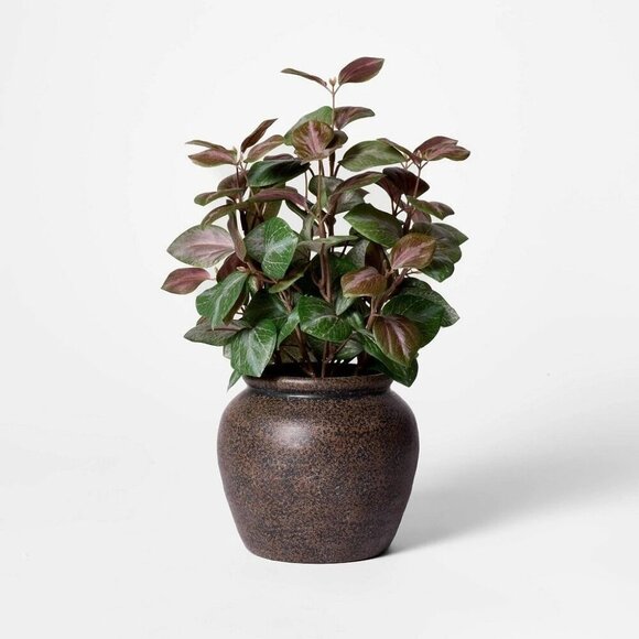 12” Potted Fall Leaf Arrangement Brown Vase - Threshold Studio McGee Target - Picture 1 of 4